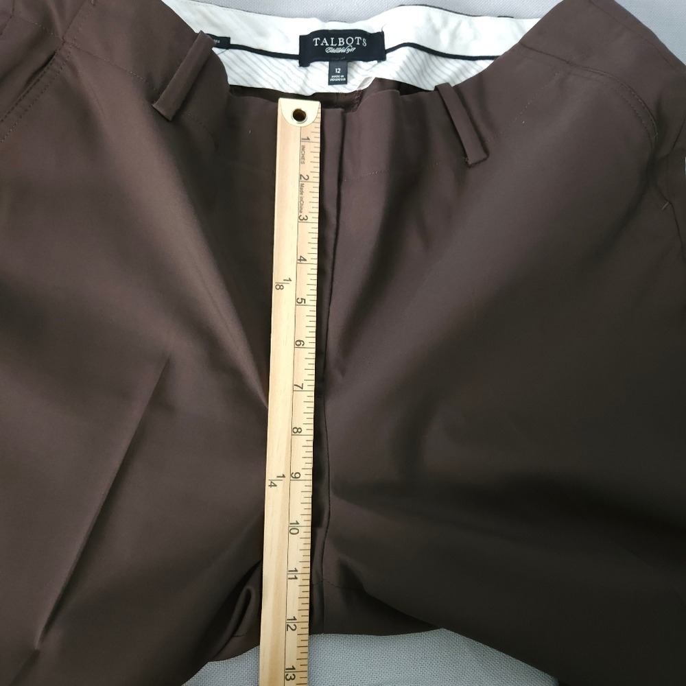 Talbots Heritage Wide Leg Trousers Brown 12‎ Dress Pants Career Slacks - Picture 9 of 11